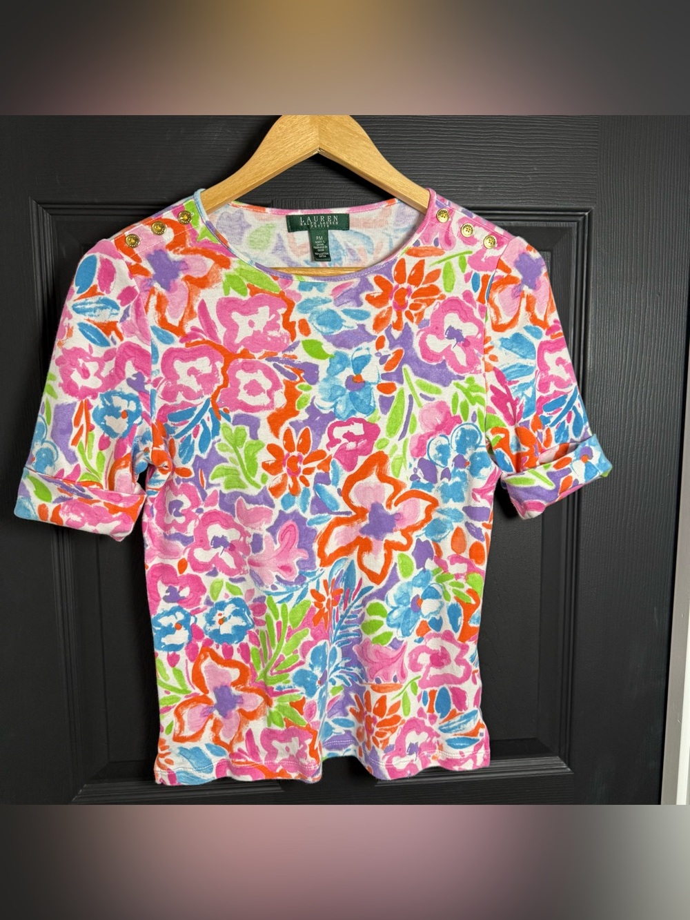 Ralph Lauren Multicolor Floral Tee in Pink, Blue & Green